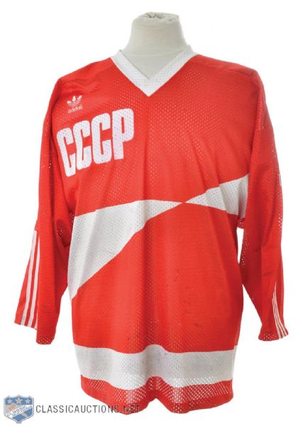 Sergei Svetlovs 1987 Canada Cup CCCP Game-Worn Jersey - Video-Matched! 