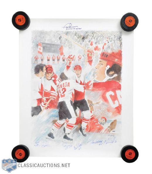1972 Canada-Russia Series Paul Henderson "Goal of the Century" Multi-Signed Print by 6 (20" x 24")