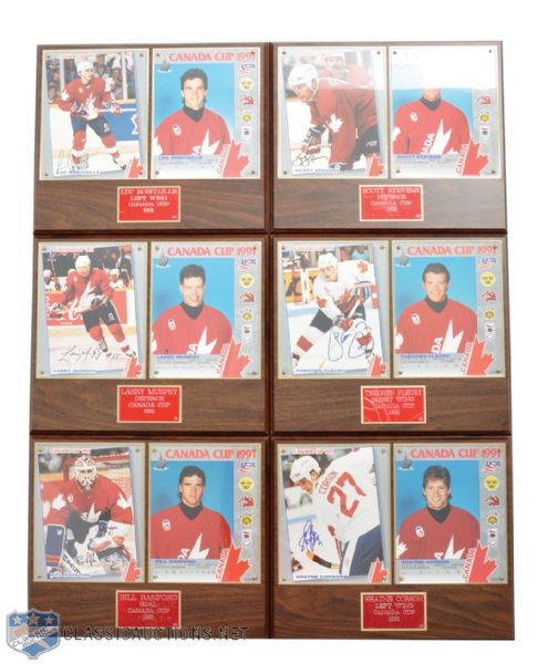 Team Canada 1991 Canada Cup Autographed Photo Plaque Collection of 6 