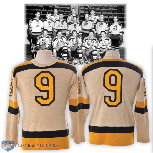 Roy Conachers 1941-42 Boston Bruins Game-Worn Jersey - Team Repairs! - Photo-Matched!