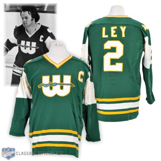 Rick Leys 1977-78 WHA New England Whalers Game-Worn Captains Jersey 