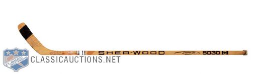 Bobby Clarkes 1978-79 Philadelphia Flyers Signed Sher-Wood Game-Used Stick 