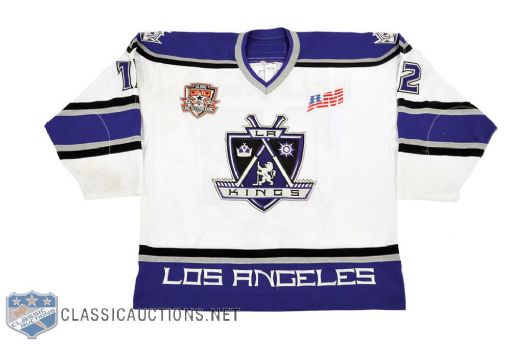 Ken Belangers 2001-02 Los Angeles Kings Game-Worn Two-Patch Home Jersey with Team LOA 
