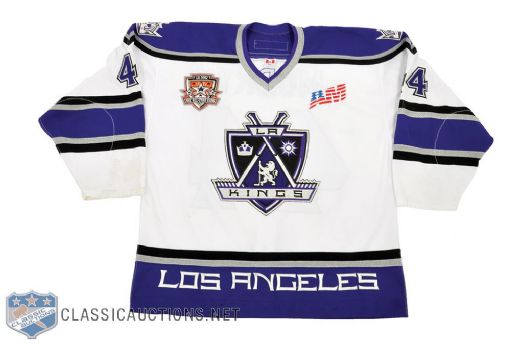 Jaroslav Modrys 2001-02 Los Angeles Kings Game-Worn Playoffs Two-Patch Home Jersey with Team LOA 