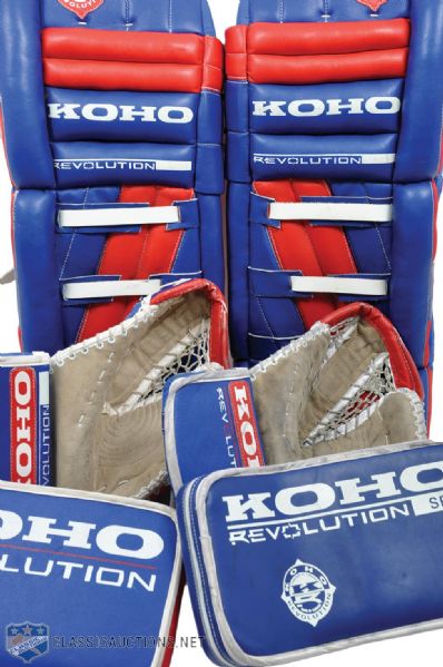 Patrick Roy-Style Montreal Canadiens Koho Revolution Goalie Pad, Glove and Blocker Collection of 6