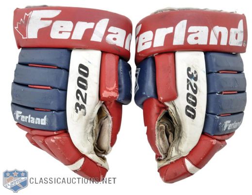 Andrei Kovalenkos March 11th 1996 Last Montreal Forum Goal Game-Used Gloves 