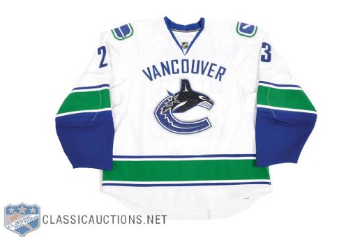 Alexander Edlers 2008-09 Vancouver Canucks Game-Worn Jersey with Team LOA - Team Repairs! Photo-Matched! 