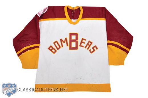 Flin Flon Bombers Mid-to-Late-1980s SJHL Game-Worn Jersey - Team Repairs!
