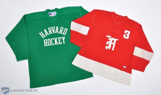 Harvard Hockey 1990s Practice Jersey and 1980s Japan Takeuchi Jersey