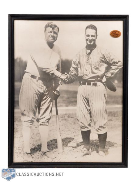 Babe Ruth and Lou Gehrig 1930s Large Framed Photograph (20 1/2" x 16 1/4")