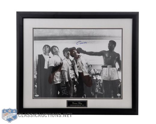 Muhammad Ali Punching the Beatles Signed Framed Photo with COA (22 1/2" x 26 1/2")