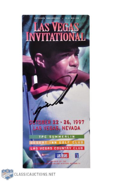 Tiger Woods Signed 1997 Las Vegas Invitational Signed Brochure with JSA LOA (4" x 9")