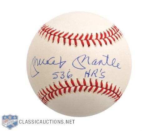 Deceased HOFer Mickey Mantle Single-Signed Baseball 