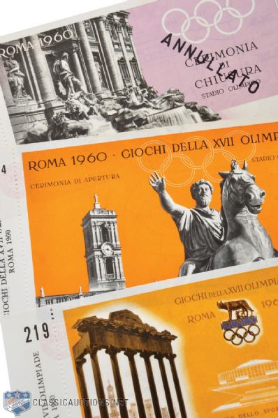 1960 Rome Olympics Boxing Ticket Plus Opening and Closing Ceremonies Tickets - Cassius Clay!