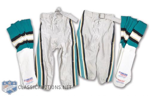 CFL Sacramento Gold Miners 1993-95 Game-Worn Pants (2) and Game-Issued Socks (5 Pairs)