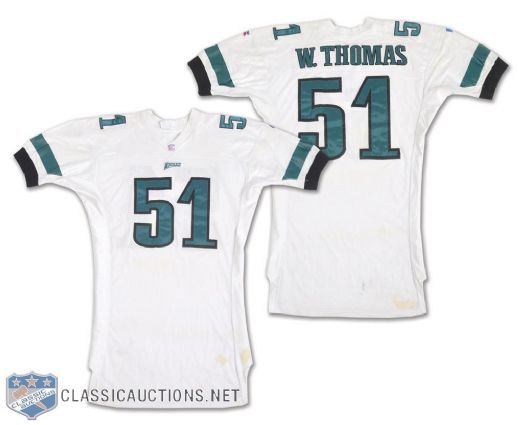 William Thomas 1996 Philadelphia Eagles Game-Worn Jersey - Team Repairs!