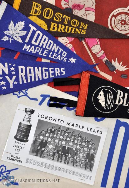 Vintage 1950s-1960s NHL Pennant Collection of 8 