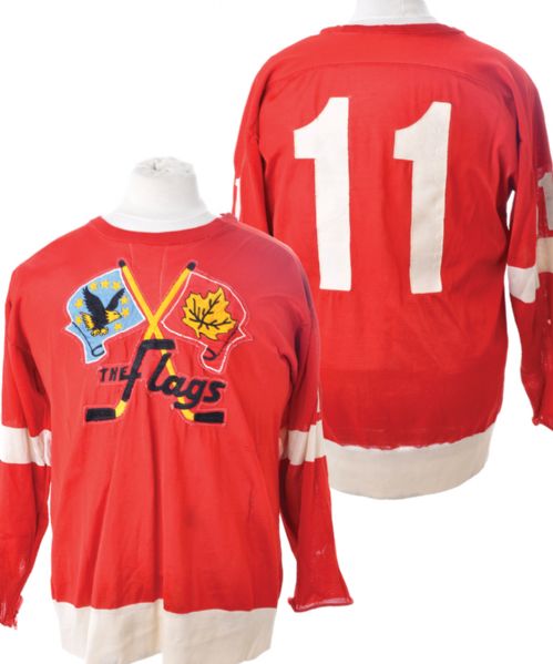 Late-1960s IHL Port Huron Flags Game-Worn Jersey - Team Repairs!