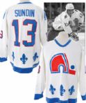 Mats Sundins 1993-94 Quebec Nordiques Game-Worn Jersey with LOA <BR>- Nice Game Wear!