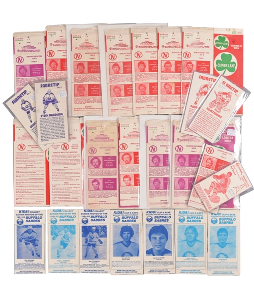 1970s/1980s NHL Hockey Milk Carton Player Picture Collection of 105+ Including Complete Milk Cartons