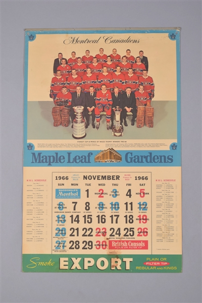 Montreal Forum, Maple Leaf Gardens and Molson 1960s/1980s Hockey Calendar Collection of 12