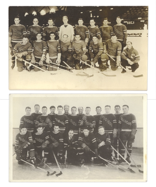 New York Rangers 1931-32 and 1932-33 Stanley Cup Champions Team Photo Postcards (2)
