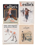 Collection of 13 Antique Magazines/Publications with Hockey Covers