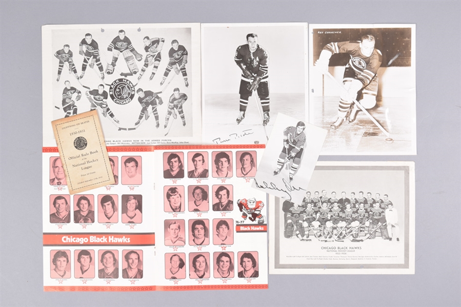 Chicago Black Hawks Vintage Memorabilia Collection with 1930-31 NHL Rule Book, Team Pictures, Photos and More!