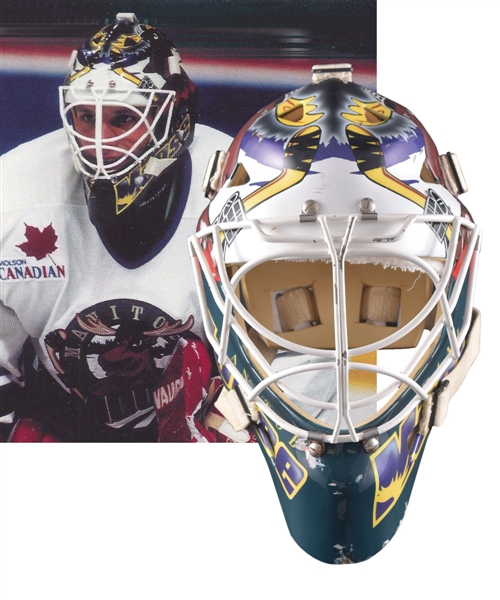 Jason Elliotts 1999-2000 IHL Manitoba Moose Game-Worn Goalie Mask