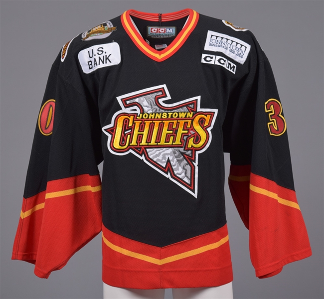 Dany Sabourins 2000-01 ECHL Johnstown Chiefs Game-Worn Third Jersey with Team LOA