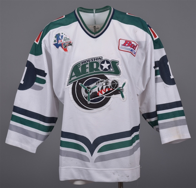 Troy Gambles 1995-96 IHL Houston Aeros Game-Worn Home Jersey - 1996 All-Star Game Patch!