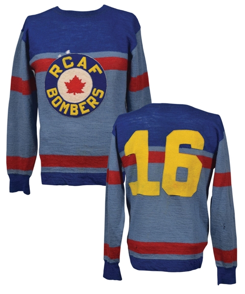 Black Jack Stewarts Circa 1944 RCAF Bombers Game-Worn Wool Jersey with Family LOA