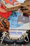 Gordie Howe 1960s Eaton TruLine Sports Equipment Signed Poster and Endorsed Equipment Collection