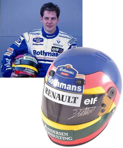 Jacques Villeneuve’s 1996 Rothmans Williams Renault F1 Team Signed Bell Race-Ready Helmet with His Signed LOA
