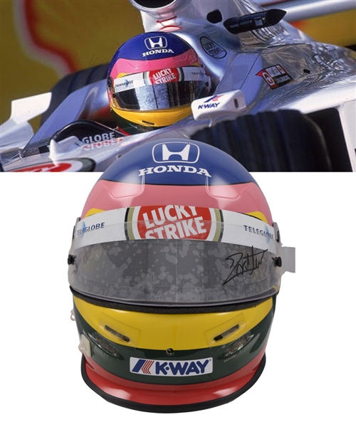 Jacques Villeneuve’s 2000 Lucky Strike BAR Honda F1 Team Race-Worn Helmet - Monaco Grand Prix 