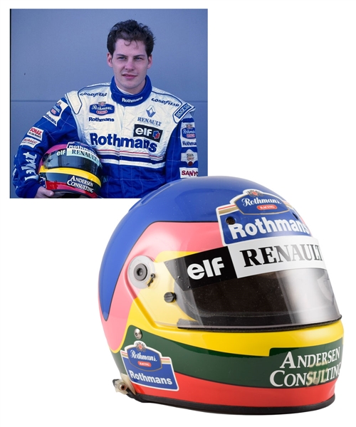 Jacques Villeneuve’s 1996 Rothmans Williams Renault F1 Team Bell Race-Worn Helmet with His Signed LOA