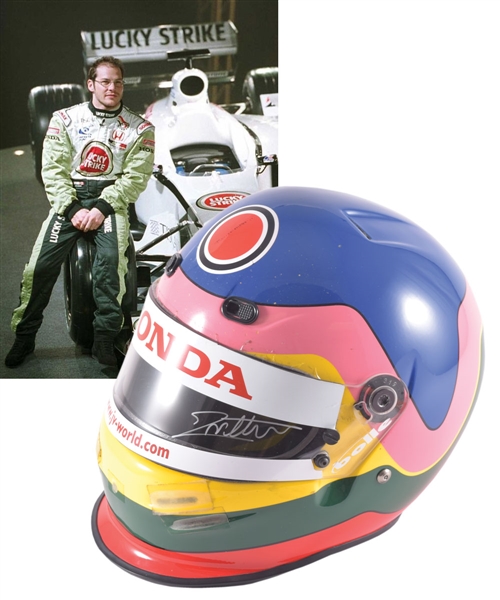 Jacques Villeneuve’s 2000 Lucky Strike BAR Honda F1 Team Bell Race-Worn Helmet with His Signed LOA