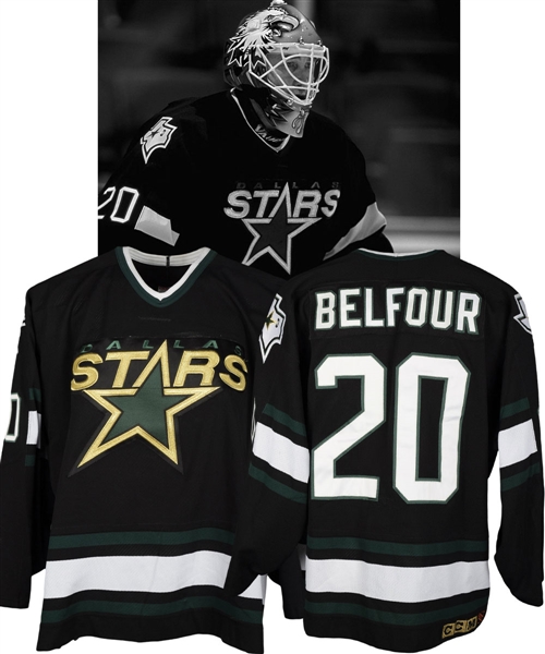 Ed Belfours 1998-99 Dallas Stars Game-Worn Jersey - From Stanley Cup Championship Season - Photo-Matched!