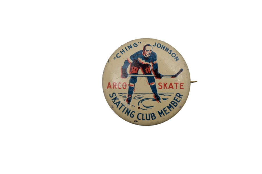1930s Ching Johnson NY Rangers Arco Skate Advertising Pin