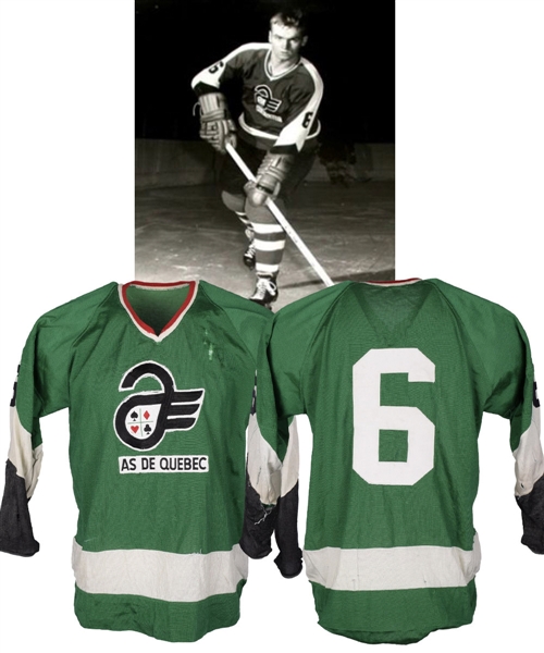 Late-1960s AHL Quebec Aces #6 Game-Worn Jersey - Team Repairs!