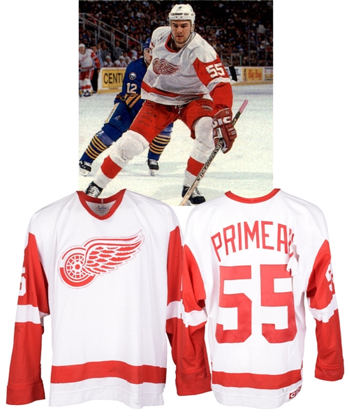 Keith Primeaus 1995-96 Detroit Red Wings Game-Worn Jersey - Ripped Back!