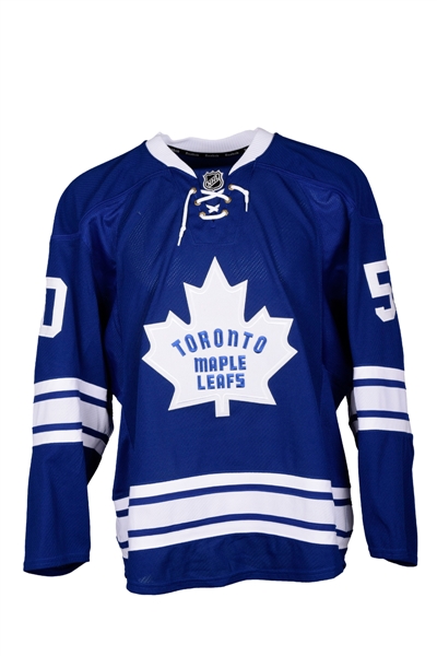 Stuart Percys 2014-15 Toronto Maple Leafs Game-Worn Alternate Jersey with Team COA 