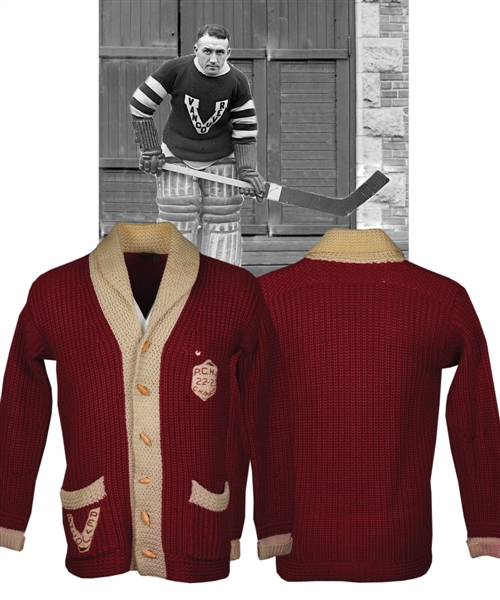 Spectacular Vancouver Millionaires (Maroons) 1922-23 PCHA Regular Season and Playoffs Champions Wool Cardigan Attributed to HOFer Hughie Lehman