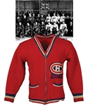 Superb 1937-38 Montreal Canadiens Wool Cardigan with Felt Team Patch Attributed to Coach Cecil Hart