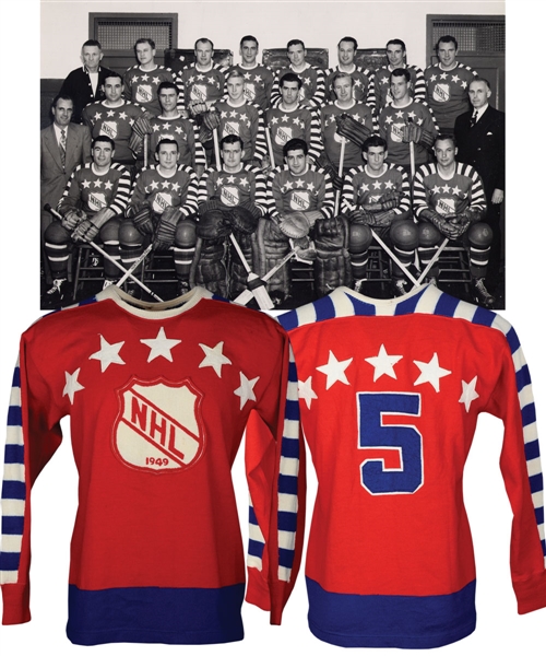 Buddy OConnors 1949 NHL All-Star Game "All-Stars" Game-Worn Wool Jersey with LOA