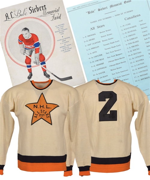 Eddie Shores 1939 Babe Siebert Memorial Game NHL All-Stars Game-Worn Jersey with LOA