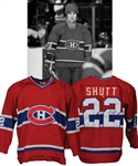 Steve Shutts 1978-79 Montreal Canadiens Signed Game-Worn Jersey with LOA - Team Repairs! - Photo-Matched to Stanley Cup Finals!