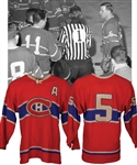Bernard "Boom Boom" Geoffrion 1962-63 Montreal Canadiens Game-Worn Alternate Captains Wool Jersey with LOA - Photo-Matched!
