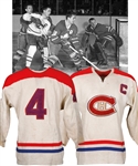 Jean Beliveaus 1962-63 Montreal Canadiens Game-Worn Captains Wool Jersey with LOA - Team Repairs! - Photo-Matched to Regular Season and Playoffs! - Earliest Photo-Matched Example Ever Offered!