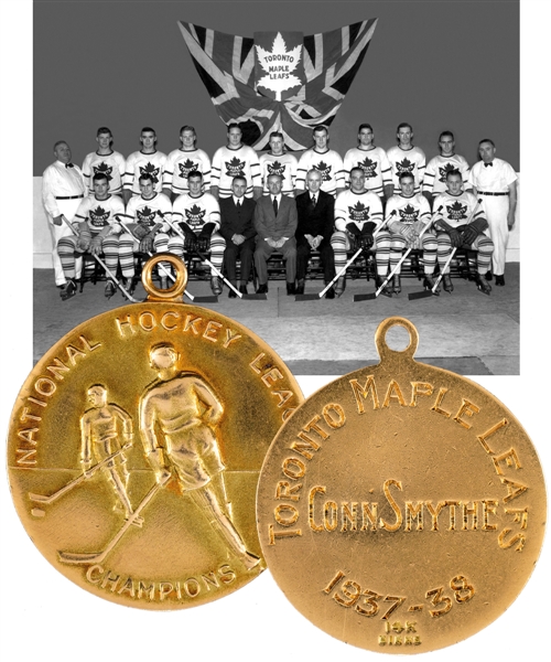 Conn Smythes 1937-38 National Hockey League Champions 14K Gold Pendant